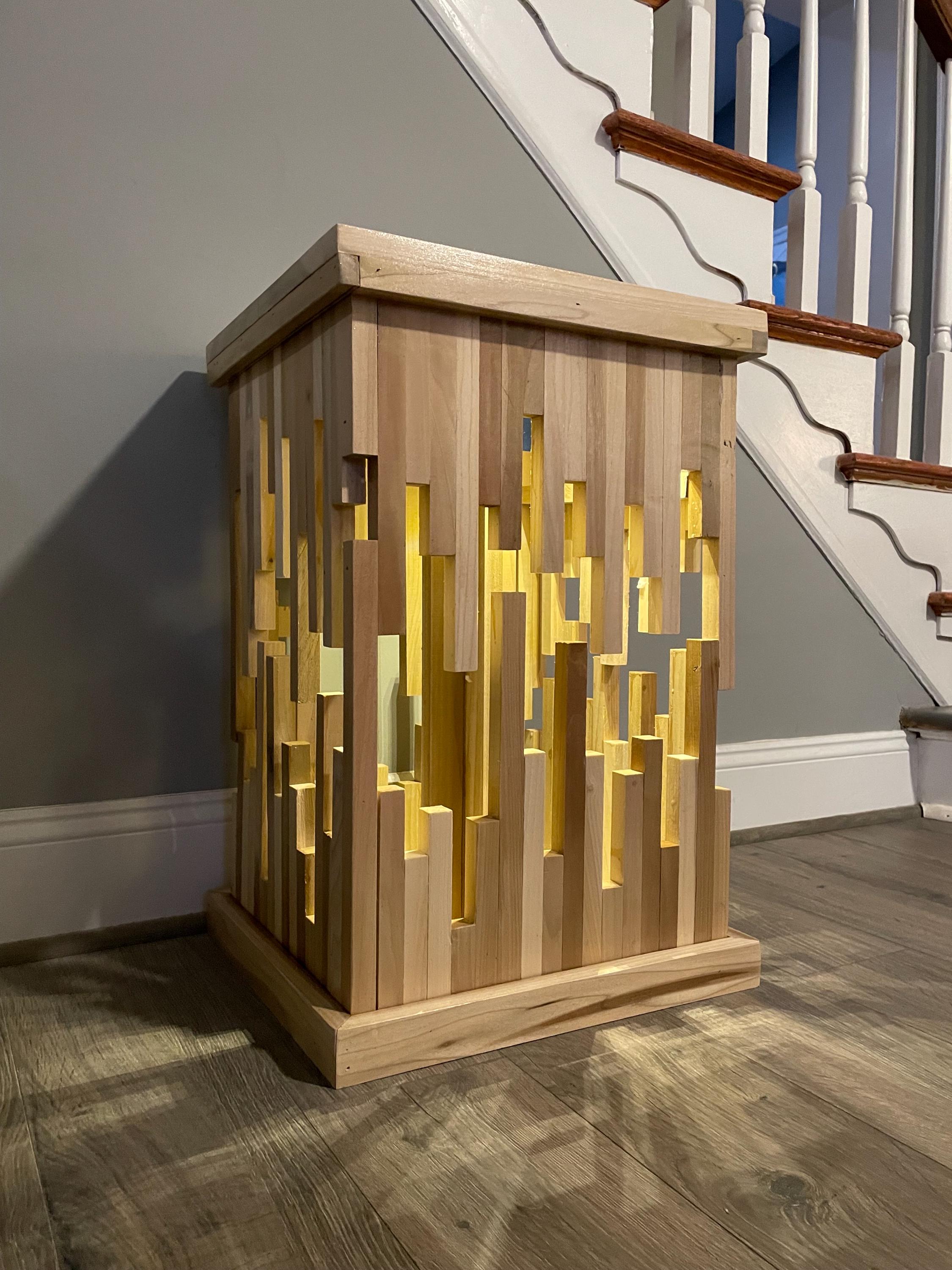 Modern DIY End Table Woodworking Plan With LED Lighting – Digital ...