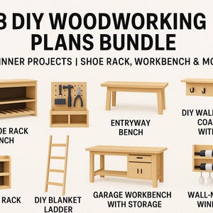 8 DIY Woodworking Plans for Beginners | Furniture Build Bundle | Easy Wood Projects | Instant Download | PDF Step-by-Step Plans