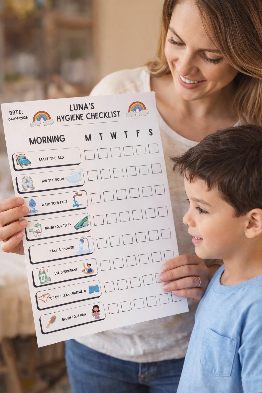 Kids Hygiene Chart, Morning & Evening Routine, Editable Printable ...