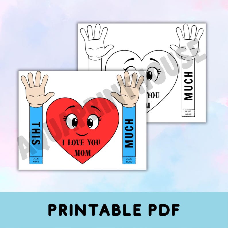 I Love You Mom Handprint Craft Template (mother's Day Printable) - Etsy