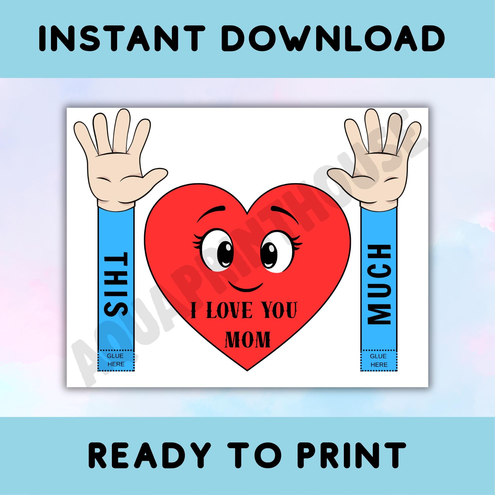 I Love You Mom Handprint Craft Template (mother's Day Printable) - Etsy