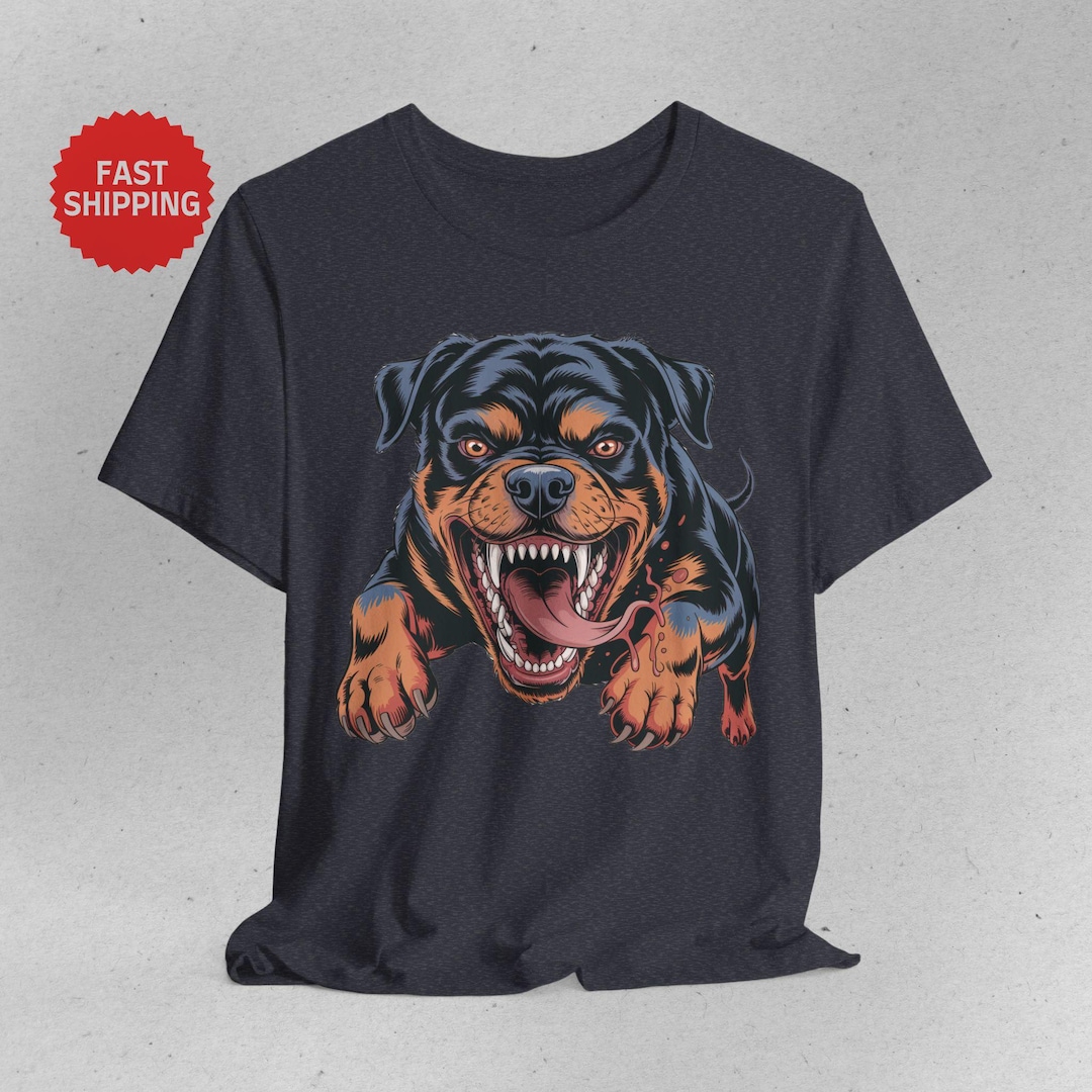 Fierce Rottweiler T-shirt, Aggressive Guard Dog Graphic Tee - Etsy