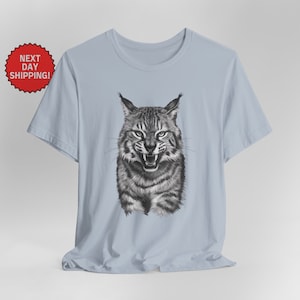 Wild Scary Bobcat T-Shirt -Wild Bobcat T-Shirt - Men Graphic Tee - Scary Animal Design