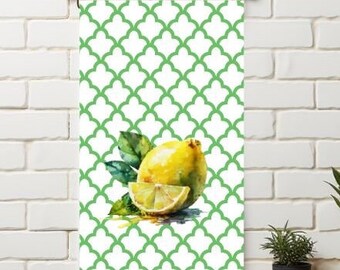 Lemon Tea Towel, Tea Towels, Spring Tea Towels, Fruit Tea Towel, Hand Towel, Kitchen Towel, Green Chinoiserie, Mother's Day Gift, Dishcloth