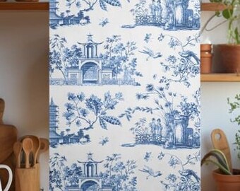 Chinoiserie Tea Towel, Blue and White Decor, Kitchen Towel, Hostess Gift, Classic Chinoiserie Decor, Spring Tea Towel, Summer Tea Towel