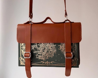Buchsgurt-Holster, Leder-Buchtasche mit Griff, Schreibaccessoires, elegante Buchtasche, Geschenk für Buchliebhaber, Buchtasche, einzigartige Buchhülle