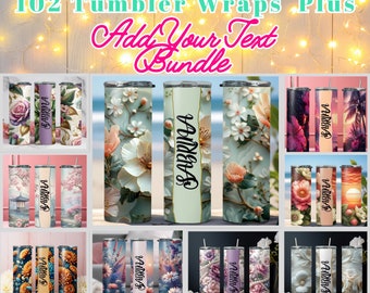 102 + ADD Your Own TEXT -Colorful Floral tumbler Wrap 20oz Skinny Tumbler Design, Instant Digital Download PNG, Straight Sublimation