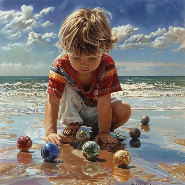 child playing with marbles