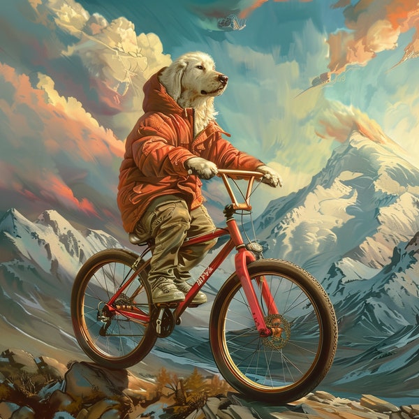 dog on a bicycle