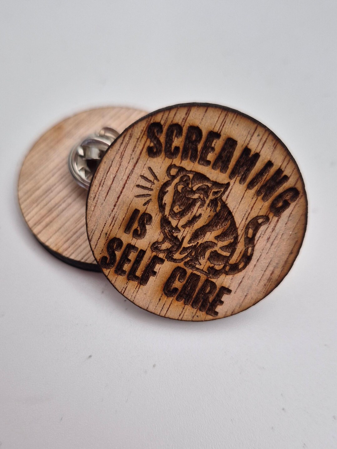 Funny 'screaming is Self Care' Cat Pin Badge Adult Humour Brooch Eco ...
