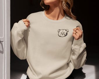 Embroidered Teddy Bear Sweatshirt, Cottagecore Crewneck