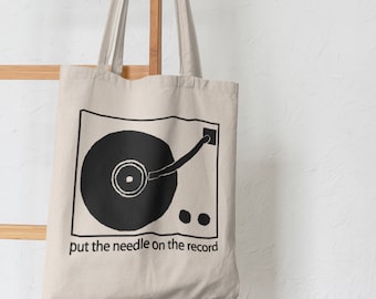 Vinyl Record Lover Tote Bag - Music Enthusiast Shopping Bag, Record Collector Gift, Retro Music Tote, Groovy Vinyl Tote, Music Fan Carryall