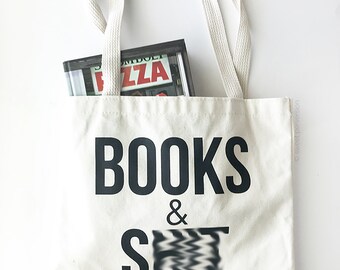 Gift For Book Lover. Canvas Book Bag. Book Lovers Bag. Books and Sh*t.