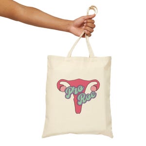 Pro Roe Canvas Tote Bag, Sustainable Shopping Bag, Eco-Friendly Beach Tote, Reusable Grocery Bag, Farmers Market Tote