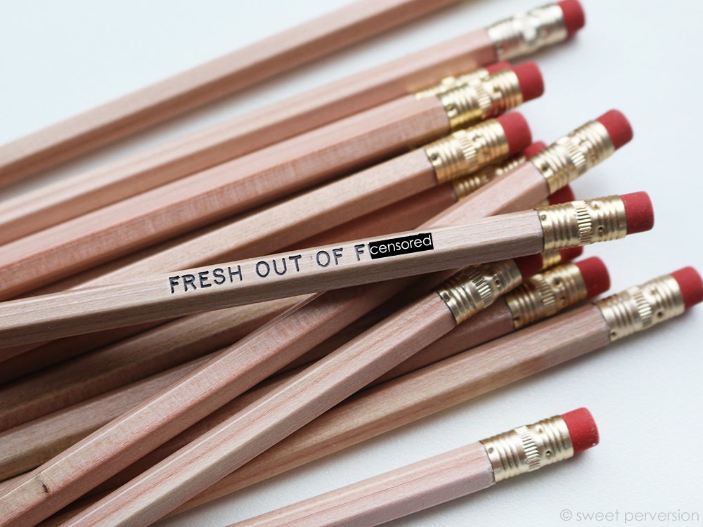 Mature Pencil Set. Back to School. Set of Pencils. Natural Wood. Fresh Out  of Fcks. Hot Foil Stamped. 