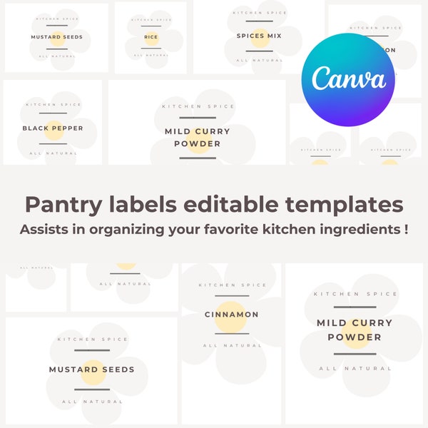 Editable Canva Template pantry labels, Personalized Stickers, Mother’s Day Gift, Pantry labels printable template