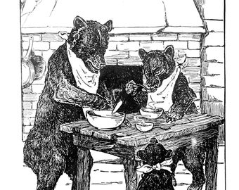 Vintage CHILDREN'S READER illustrations: 5 printable pdf downloads for collage, coloring, re-use, recombining.  B&W line art.