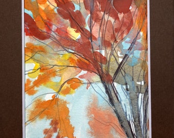 Original Watercolor Fall Tree