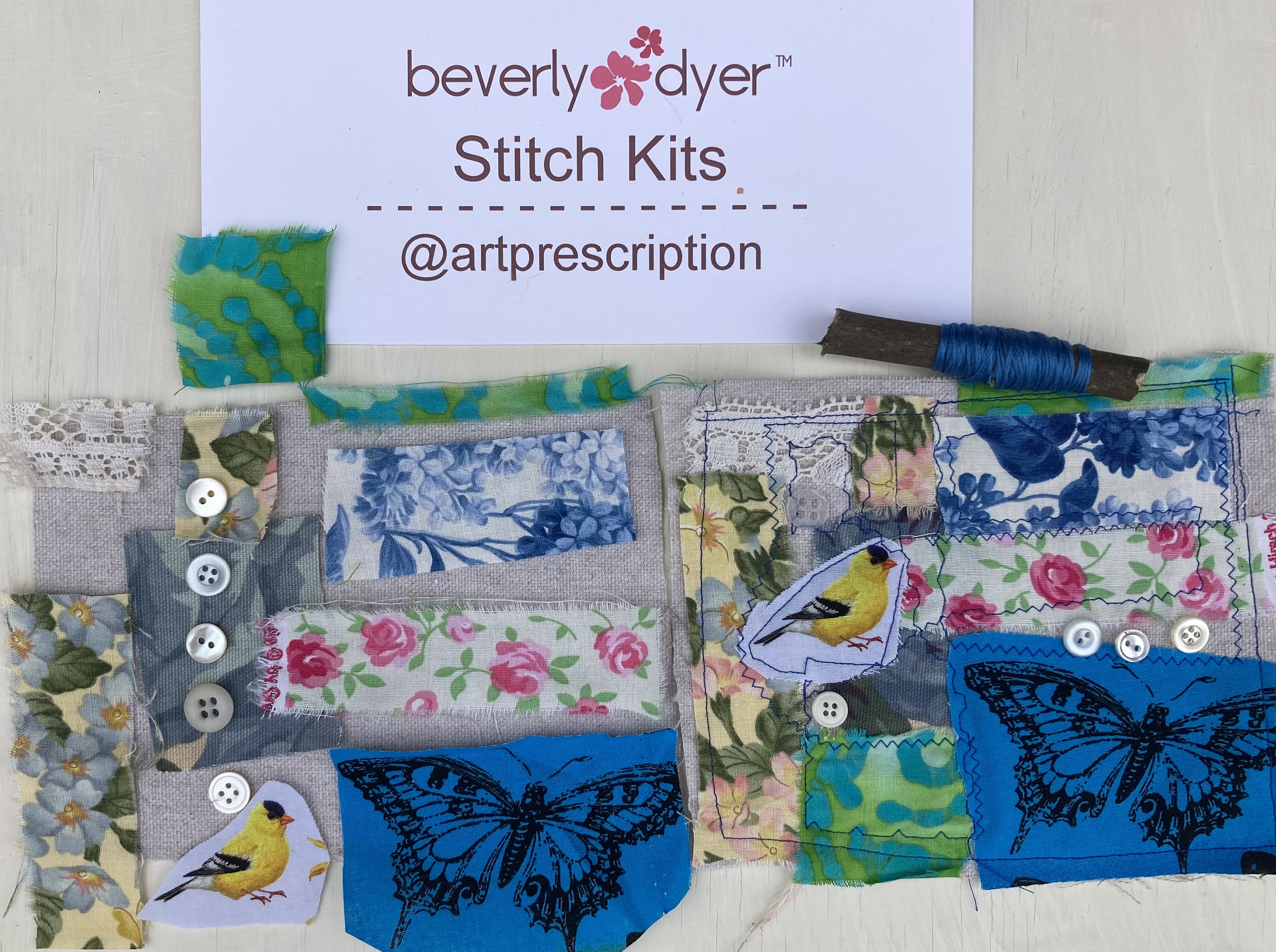 Slow Stitch: Art Prescription™ Stitch Kit, Textile Art, Meditative Stitching