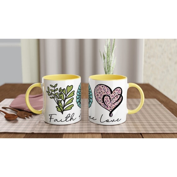 Faith Hope Love 11oz Ceramic Mug with Color Inside