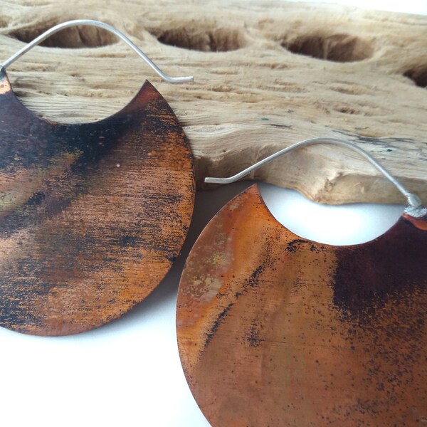 Pendientes de Cobre - aro - pendientes de Metal mixtos - mixto Metal joyas - gran tamaño