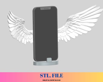 Stojak na telefon Angel Wings na biurko 3D Print STL File | Stojak na telefon | Akcesoria na biurko | Pliki wydrukowane w 3D | Wydrukowane w 3D | Model 3D