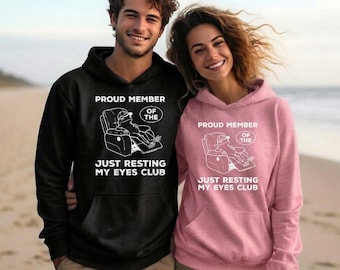 Moletom com capuz "Just Resting My Eyes Club", Moletom engraçado, Moletom com meme sarcástico, Moletom combinando para casal, Blusa unissex confortável com estampa.