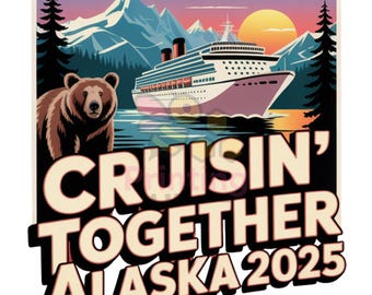 Alaska Cruise 2025 PNG: Bear Mountain Sunset Design (Digital Download)
