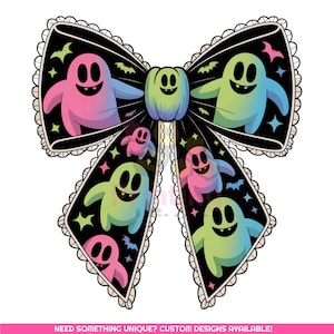 Pastel Ghost Bow PNG | Cute Halloween Bow Clipart | Spooky Ghost Hair Bow Sublimation Design |  Spooky Cute Ghost Png | Digital Download