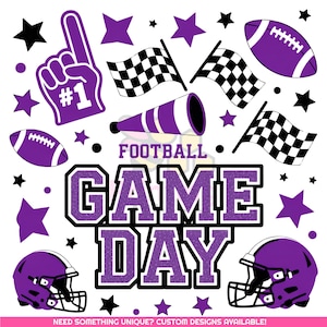 Purple Football Game Day PNG | Game Day Football Png | Touchdown Season Shirt Design | Purple Helmet | Football Mama Png | Digital Download