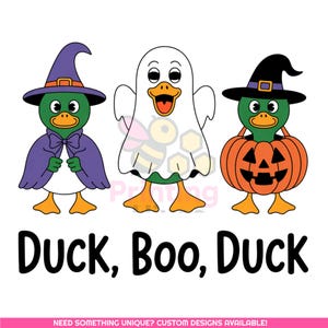 Duck, Boo, Duck PNG | Funny Duck Halloween Sublimation Design | Halloween Clipart | Ghost Pumpkin Witch Costume Shirt | Digital Download