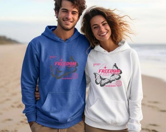 Sweat à capuche graphique Freedom Butterfly, sweat à capuche streetwear an 2000 Royaume-Uni, sweat à capuche noir oversize, pull unisexe, sweat à capuche graphique tendance