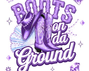 Sparkly Purple Cowgirl Boots & Hat PNG: Western Glam Sublimation (Digital Download)