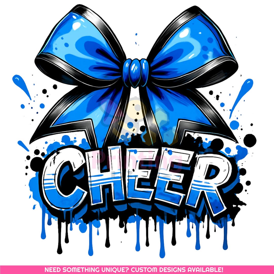 Blue Cheer Bow PNG: Cheerleading Sublimation Design (digital Download ...