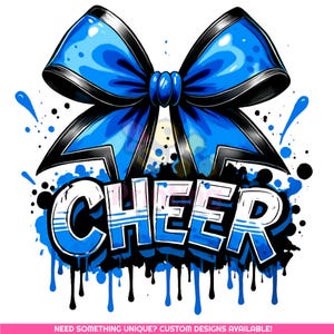 Blue Cheer Bow PNG | Cheerleading Sublimation Design | Cheer Bow Drip Shirt | Cheerleader Clipart | Cheer Team Spirit PNG | Digital Download