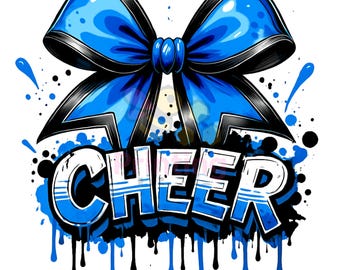 Blauer Cheer Bogen PNG: Cheerleader Sublimationsdesign (Digitaler Download)