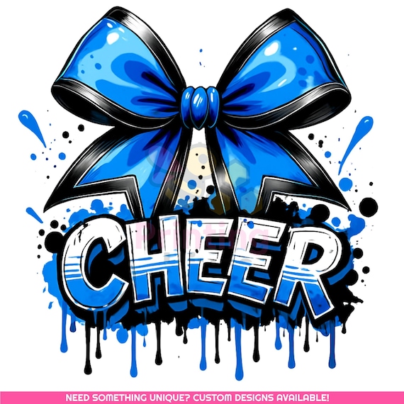 Blue Cheer Bow PNG: Cheerleading Sublimation Design (Digital Download)