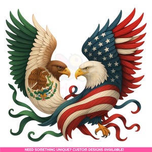 Vlag van Mexico, VS, adelaar, png-bestand: vriendschapssublimatieontwerp (digitale download)