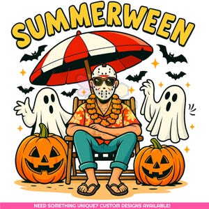 Summerween Halloween Beach PNG | Spooky Season Tropical Design | Spooky Summer Halloween PNG | Ghost Pumpkin Vacation | Digital Download