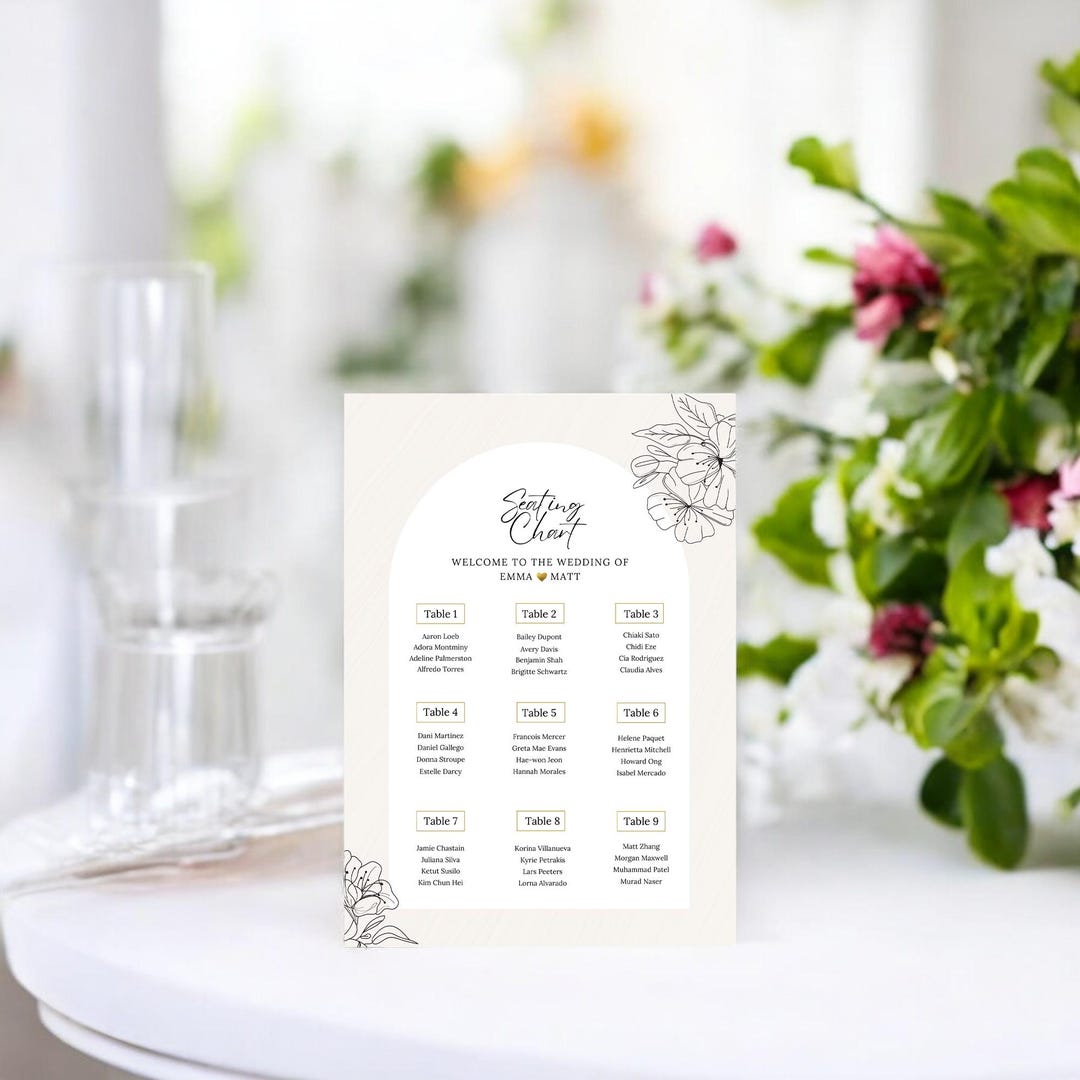 Wedding Printable Wedding Seating Chart Seating Chart Wedding Template ...