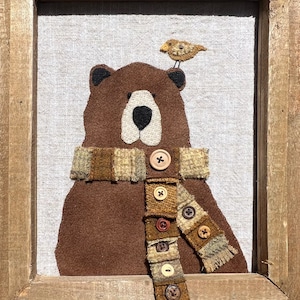 Bear Wool Applique Pattern Digital Instant Download  Debi Hubbs Quilt Patterns Forest Animals We Are In Stitches Easy