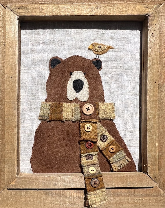 Bear Wool Applique Pattern Digital Instant Download  Debi Hubbs Quilt Patterns Forest Animals We Are In Stitches Easy