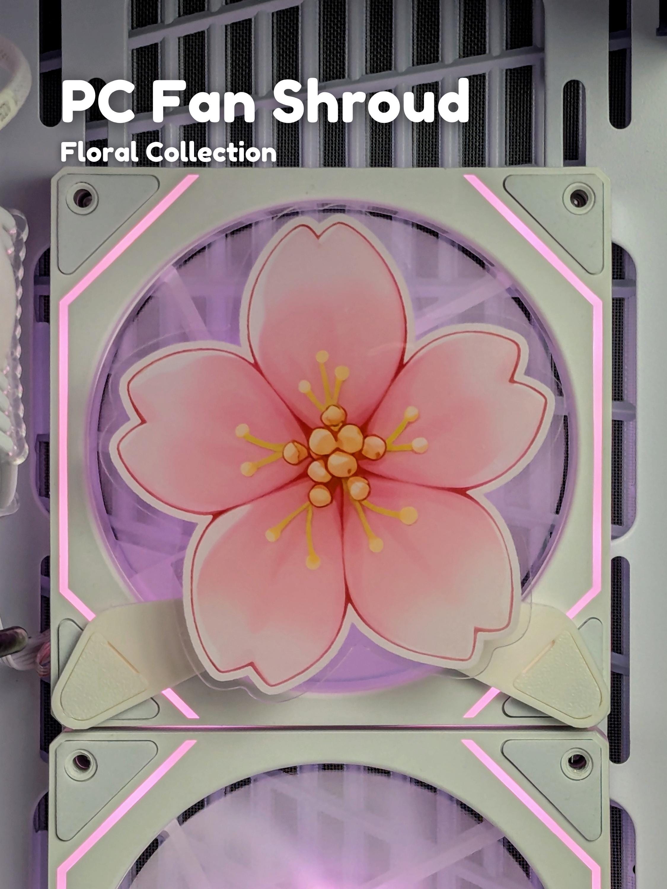 Floral - PC Fan Shroud - Sakura Fan Shroud Floral Fan Shroud Gaming Computer PC Fan Cover Grill 120mm 140mm Case Fans