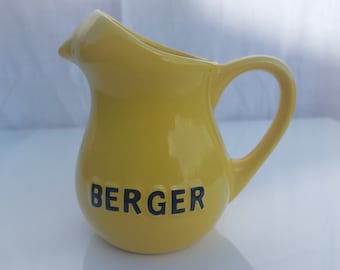 BERGER - pichet - cruche à eau - pour pastis - jaune - estampille bleue - vintage