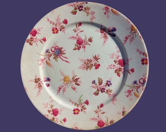 Sarreguemines - 1860 - 1919 - Assiette - Semi de fleurs - Estampille - PERSE -Croise de Lorraine