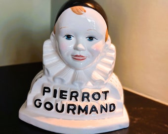 PIERROT GOURMAND double face - céramique vernie - VINTAGE - pièce ancienne