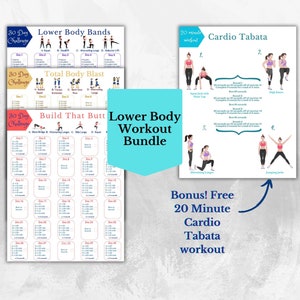 Lower Body Exercise Workout Bundle, 30 Day Challenge Fitness guide, Workout exercise bundle, Printable workout plan for home workout