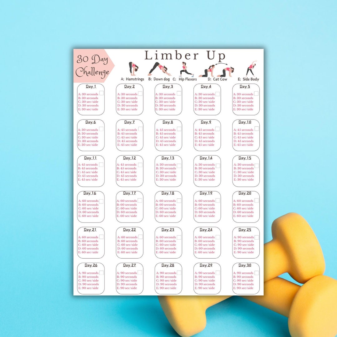 30 Day Challenge Stretching Guide, Daily Stretch Program Fitness ...