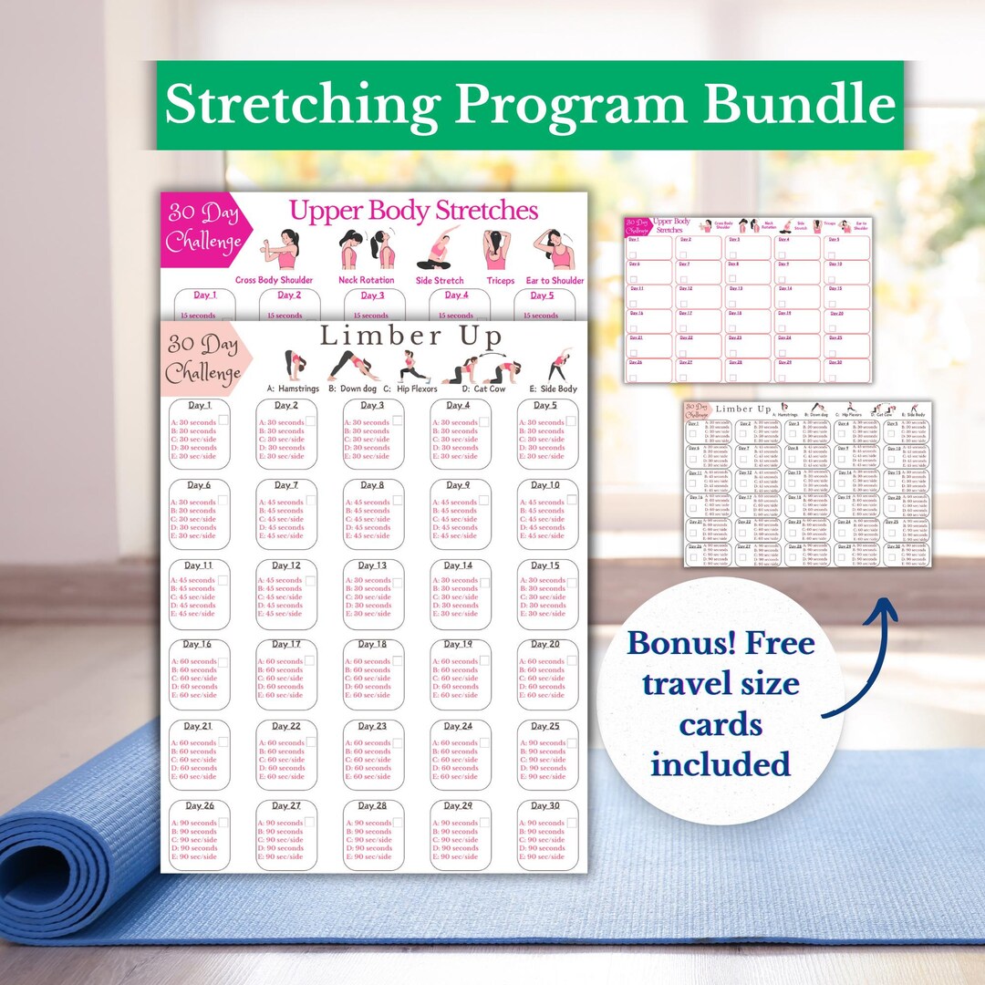 Stretch Plan Stretching Program Bundle, 30 Day Challenge Fitness Guide, Neck and ...