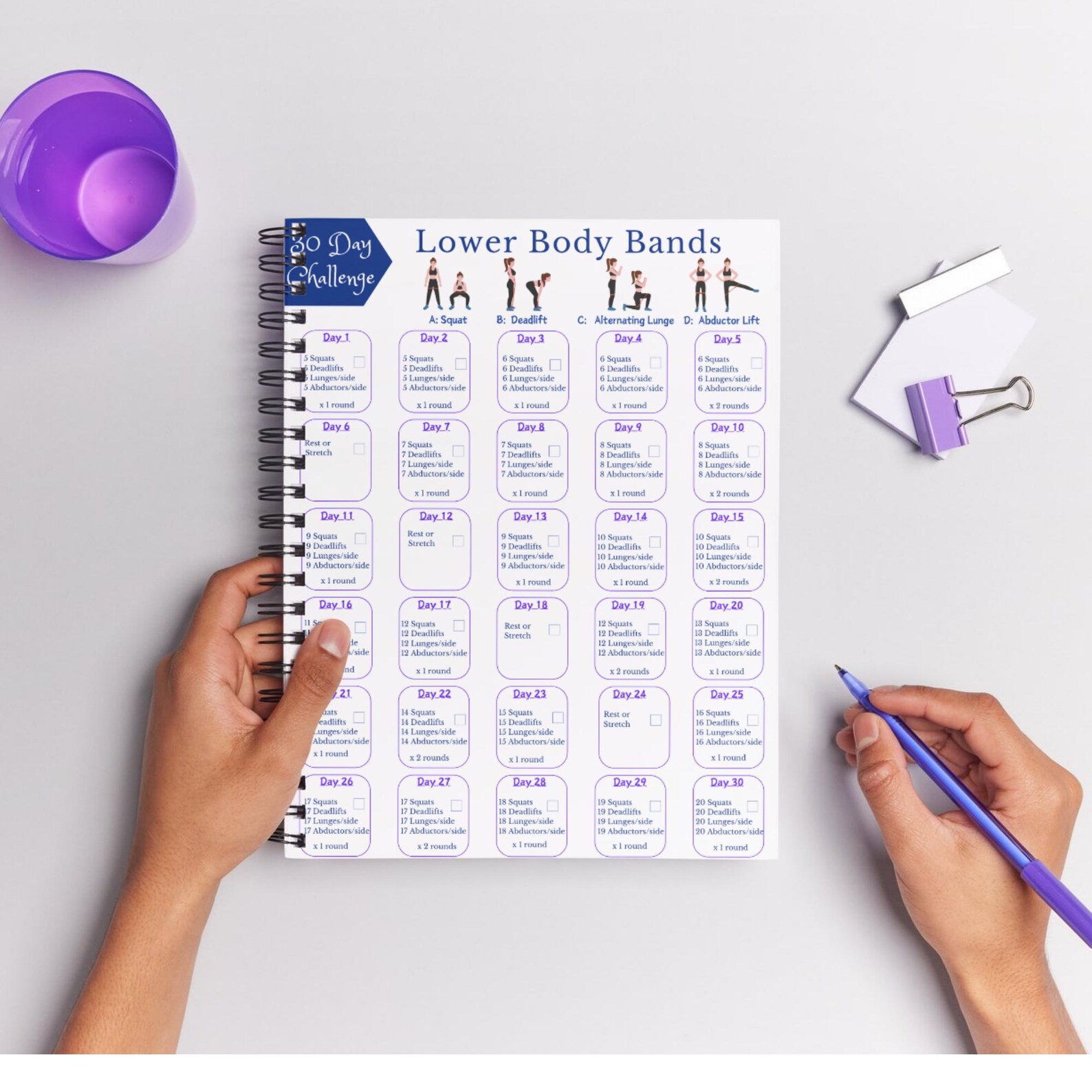 30 Day Challenge Bundle, Digital Fitness Challenge Printable Exercise ...